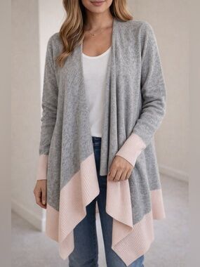 C by Bloomingdale's 100% 2-ply Cashmere Open-Front Cardigan Draped size XL